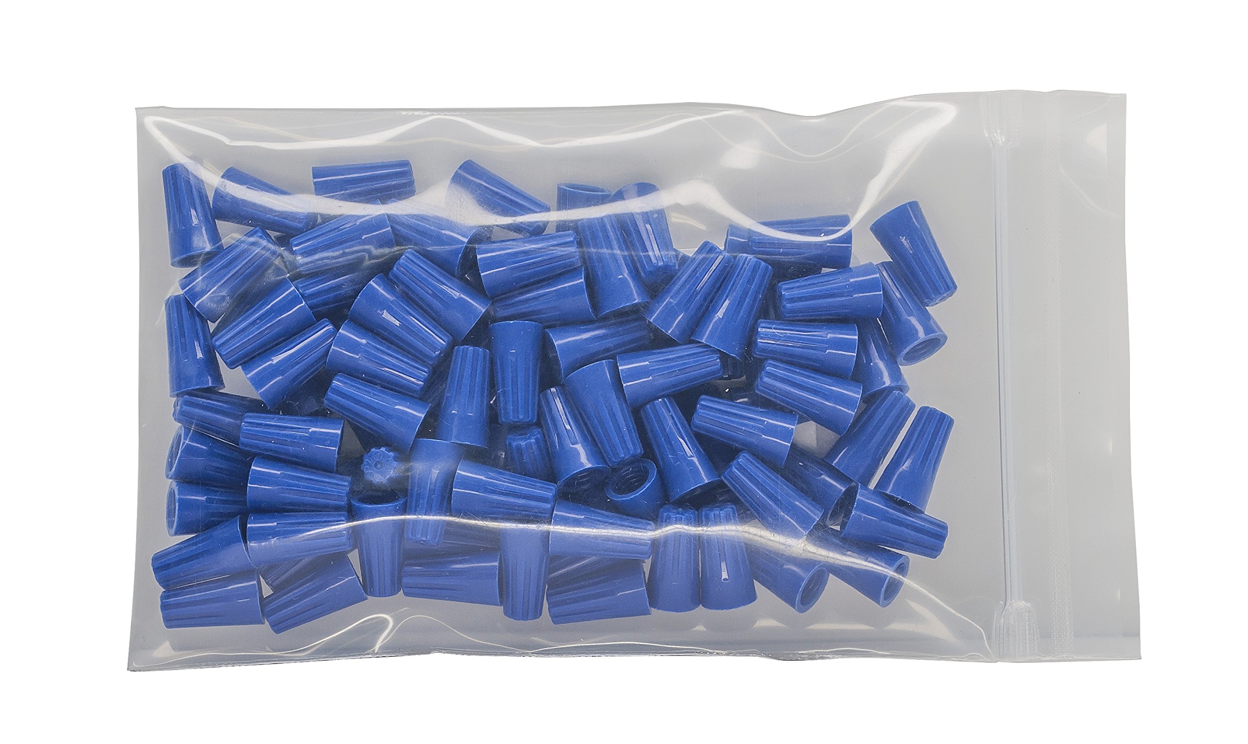 100 PCS Blue Wire Connector, P2 Type Easy Twist-On Ribbed Cap - UL